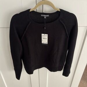 Classic Black Crew Neck Sweater with Knit Texture - brand new!